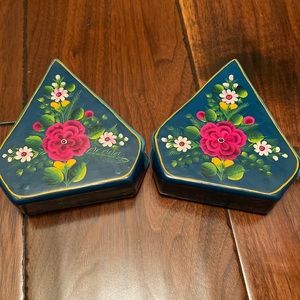 Mexican hand painted napkin holder set of 2